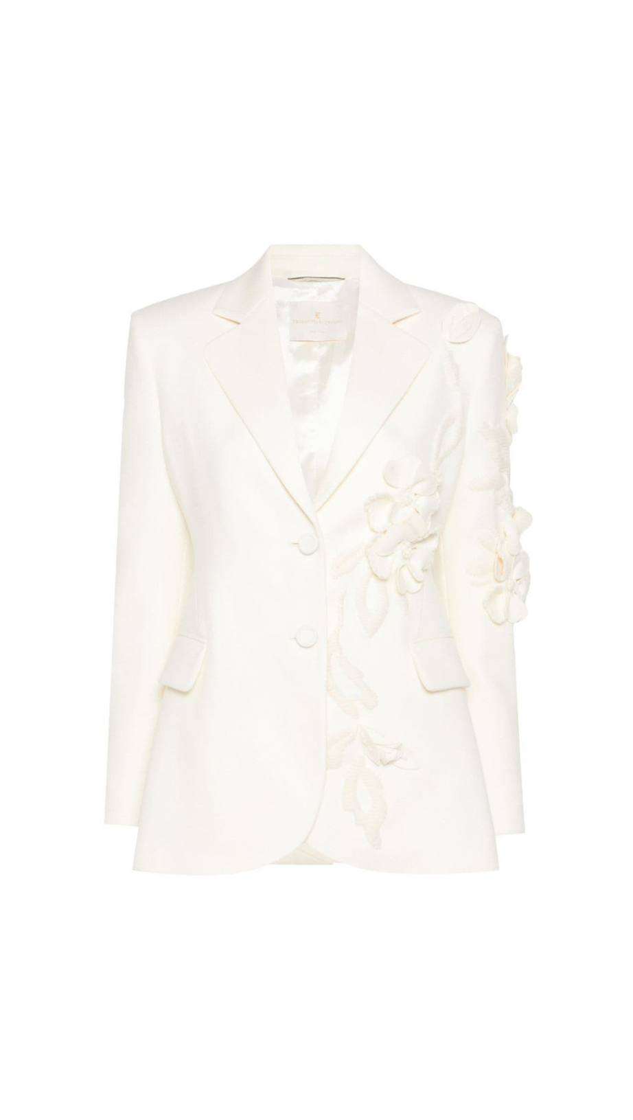 ELIZABETH WHITE FLORAL APPLIQUÉ BLAZER