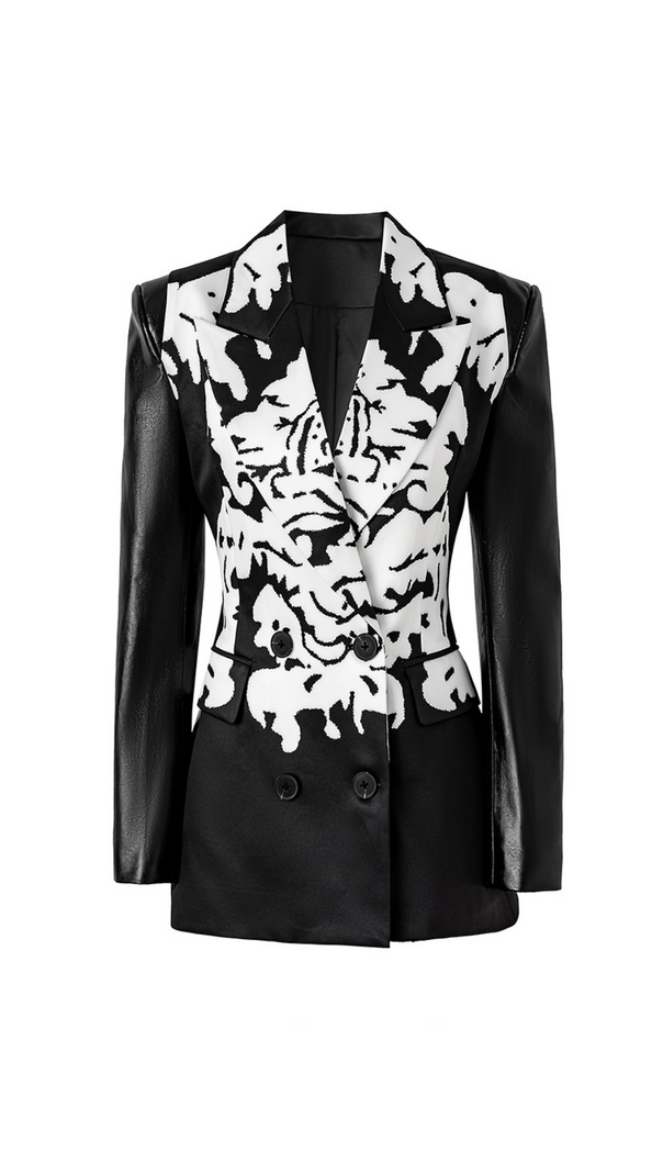 Damask Dripping Blazer Minikleid in Schwarz
