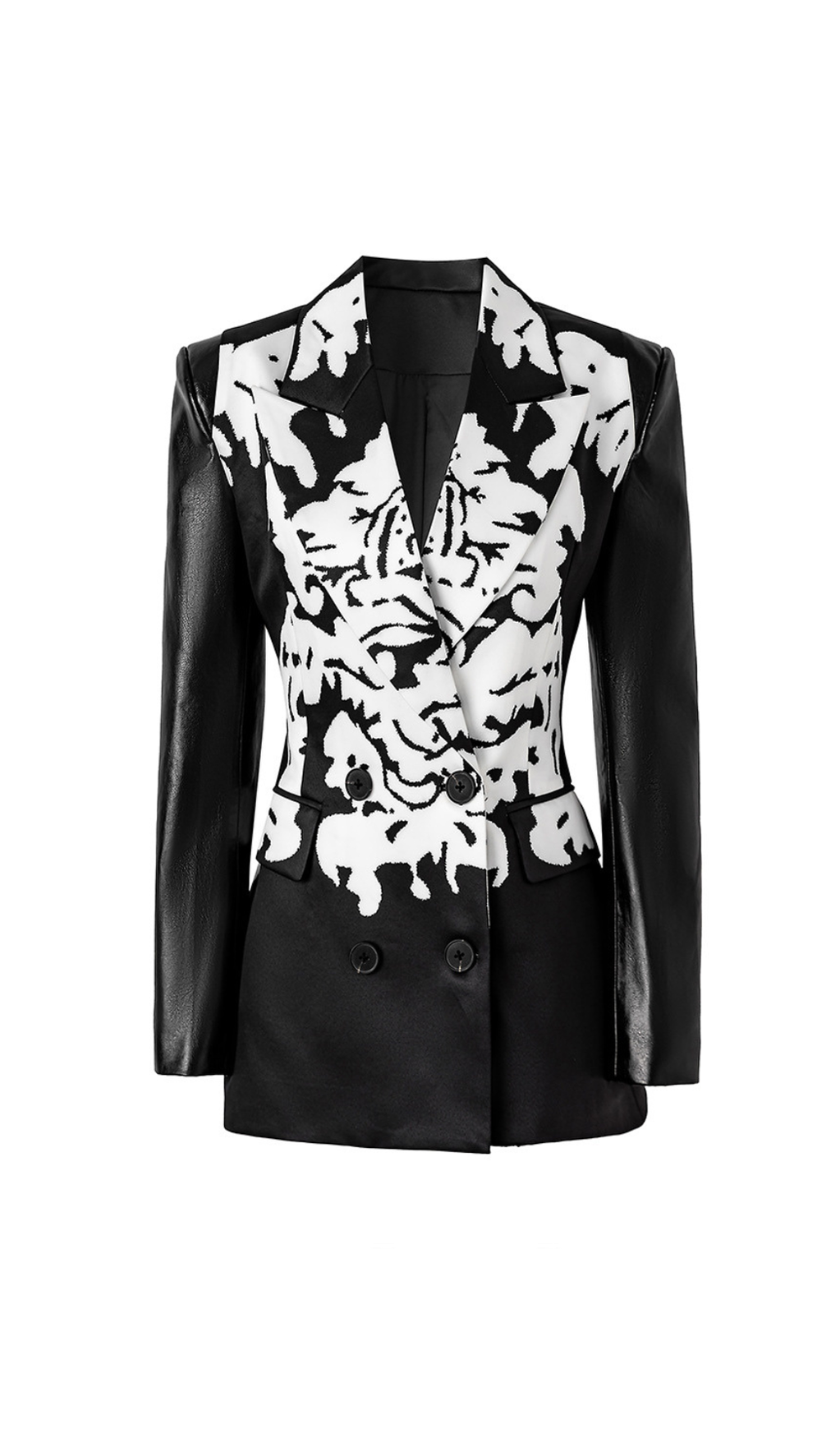 DAMASK DRIPPING BLAZER MINI DRESS IN BLACK