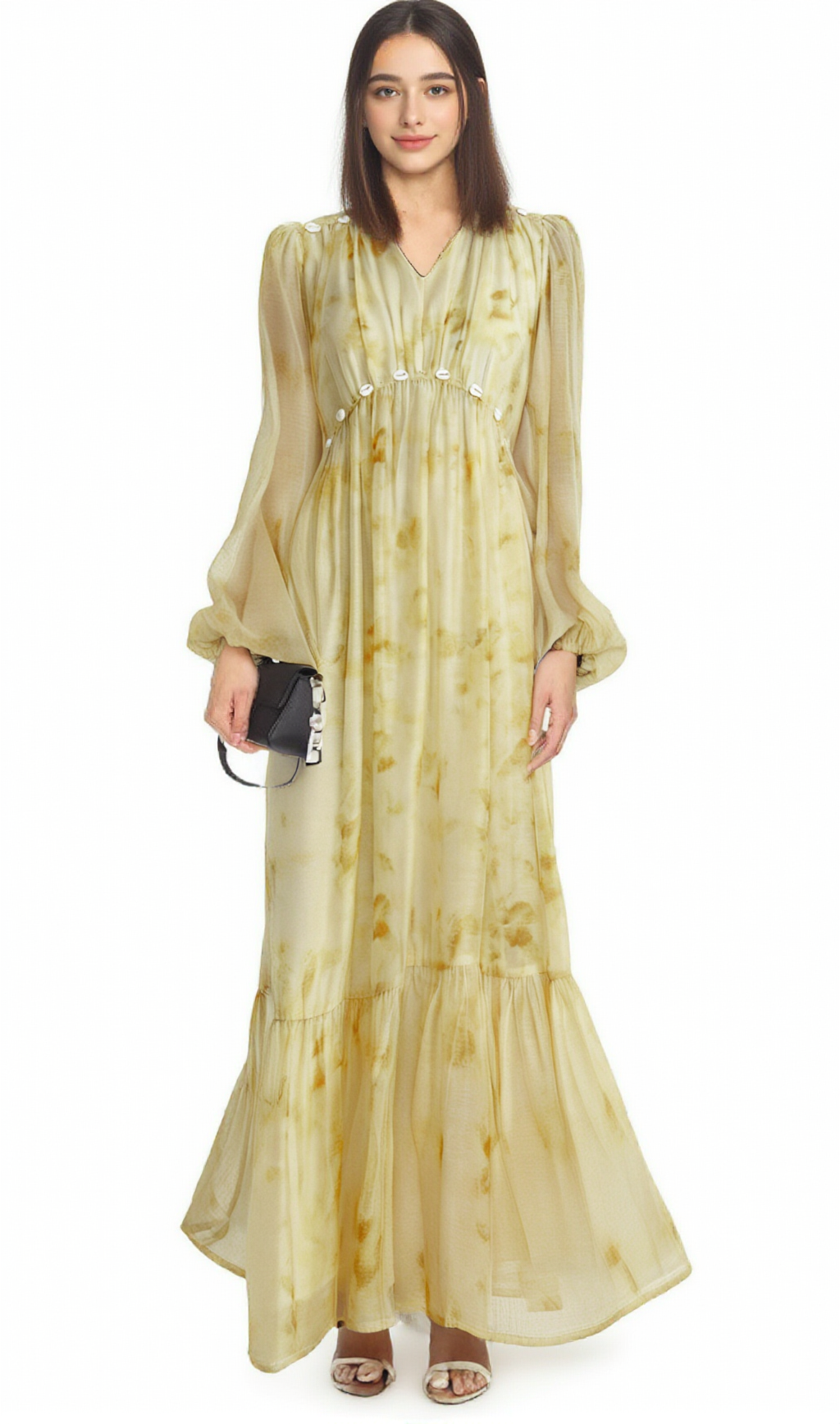 ABITO MIDI TIE-DYE CON DECORAZIONI A CONCHIGLIE VANESSA