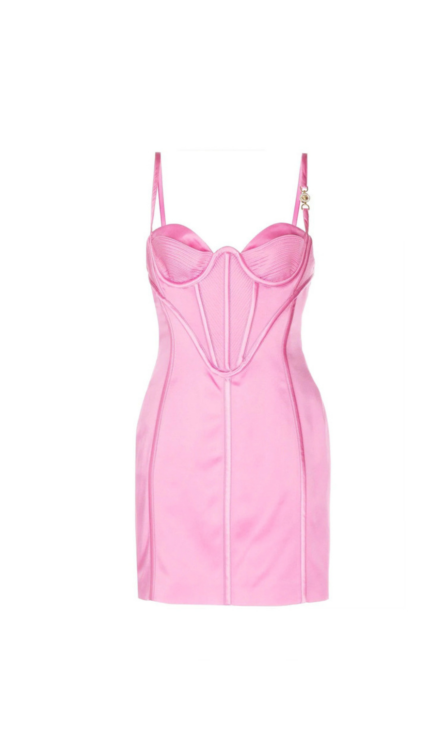 Mini abito in raso misto acetato rosa