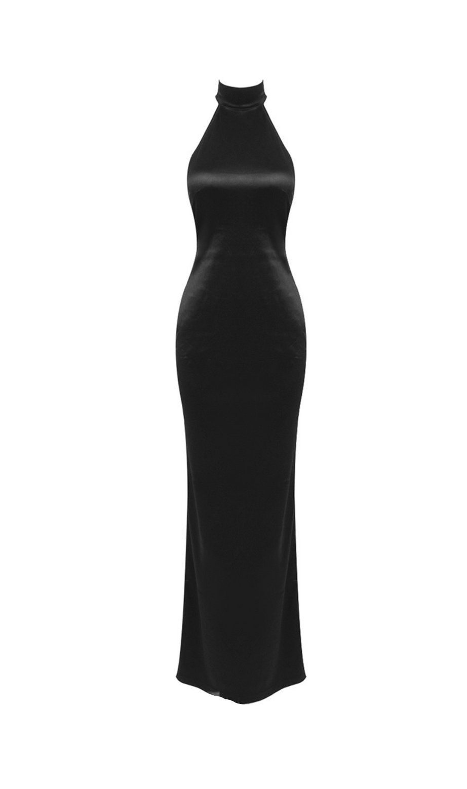 MIGNON SATIN GÜRTEL RÜCKENFREIES MAXIKLEID MIT PERLENVERZIERUNG IN SCHWARZ