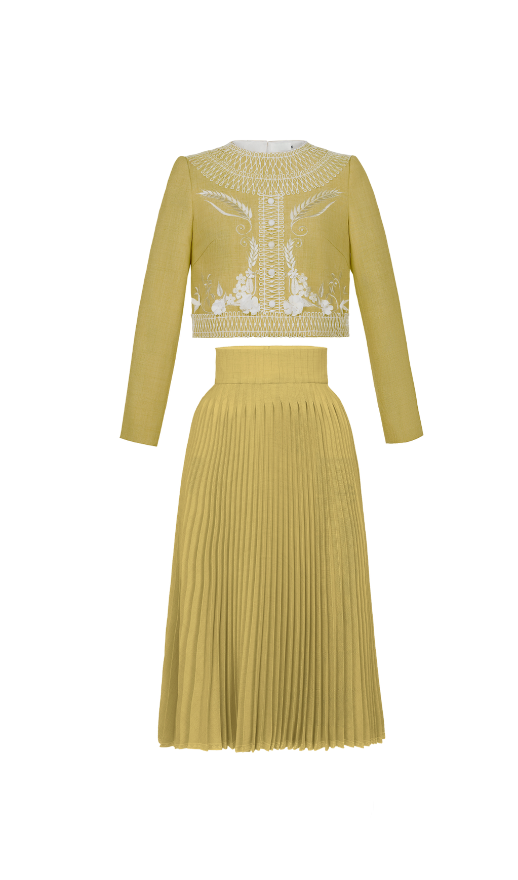 DRAPED TOP PLEAT SKIRT SET IN YELLOW