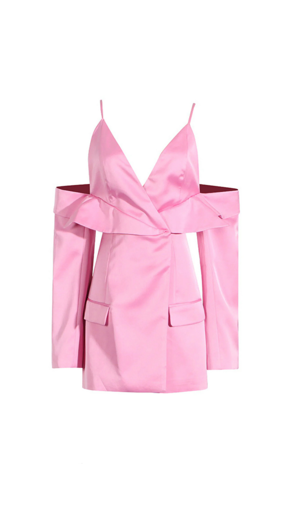 PLUNGE DRAPED SATIN BLAZER IN PINK