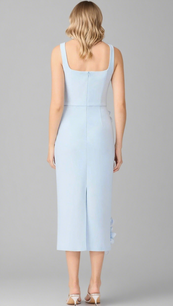 AIIZIE SABRINA 3D FLOWER MIDI DRESS IN BLUE - product image