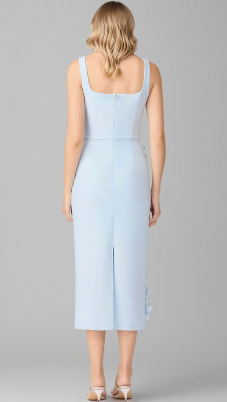 SABRINA 3D FLOWER MIDI DRESS IN BLUE