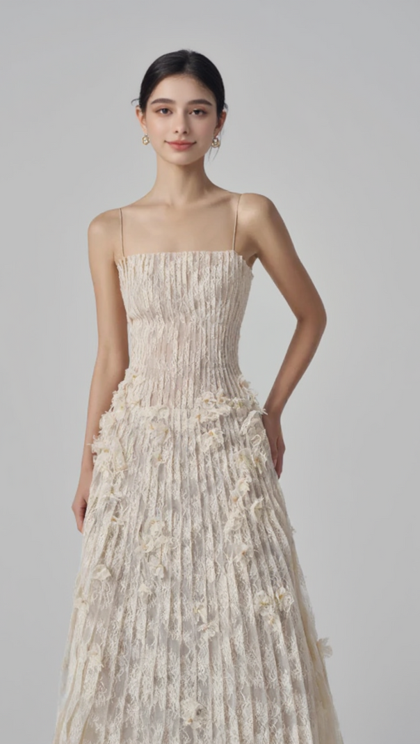 AIIZIE FLORAL LACE STRAP MIDI DRESS - product image