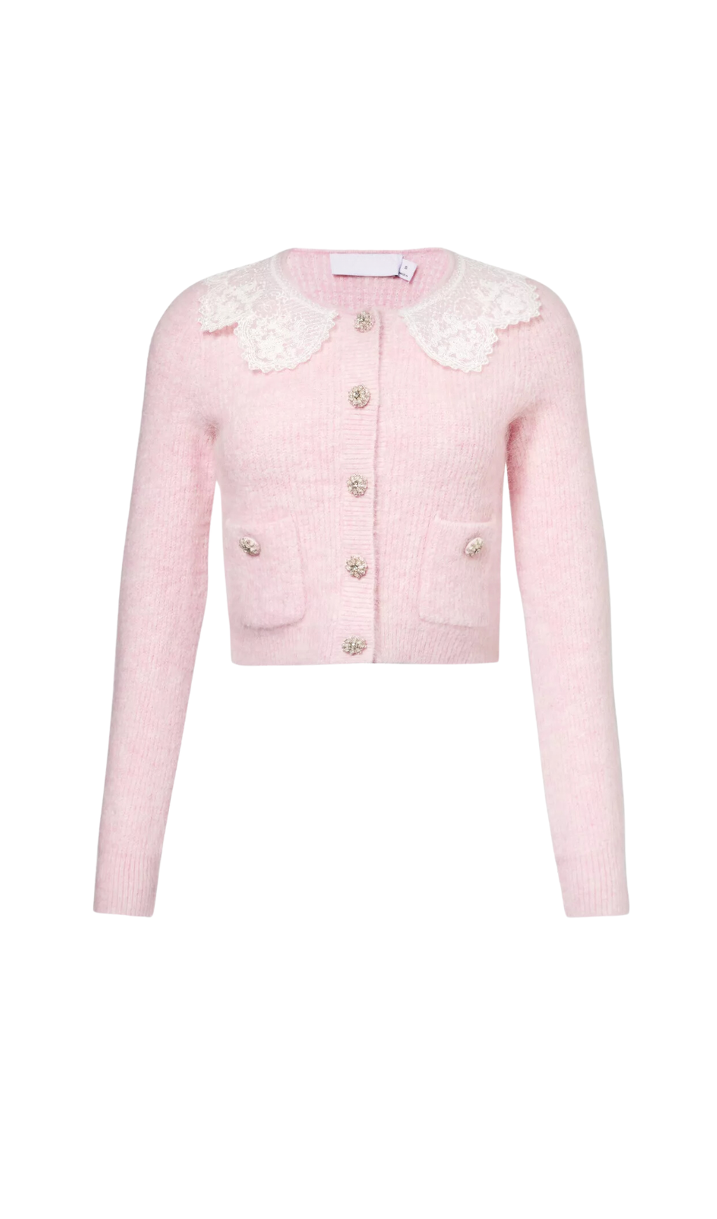FLUFFY RIBBED-KNIT STRETCH-WOVEN BLEND CARDIGAN IN PINK