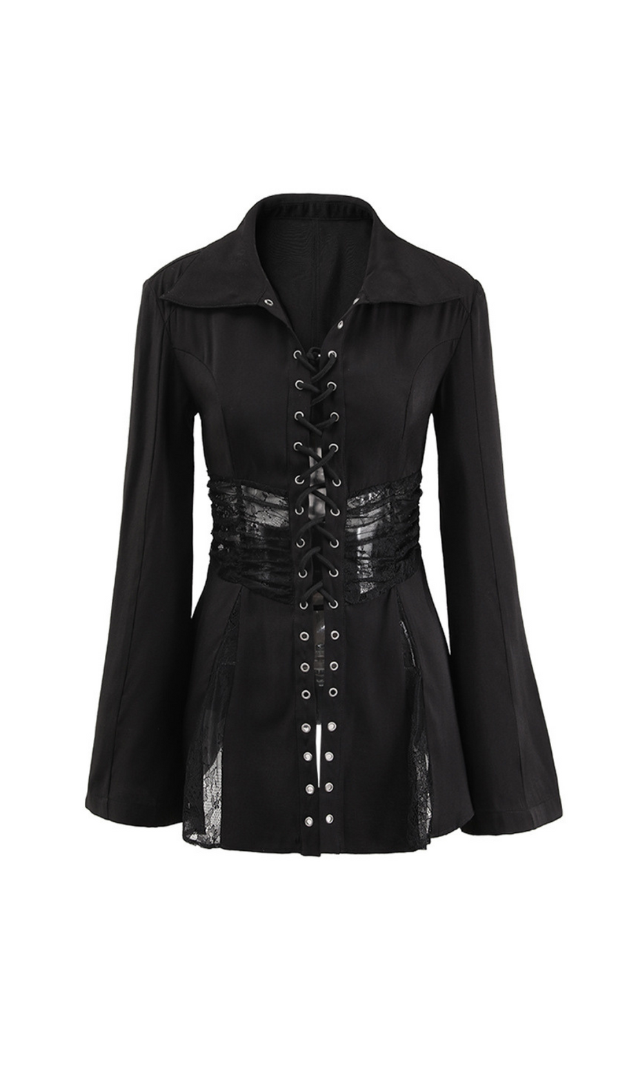 Camicia Melany trasparente con lacci in nero