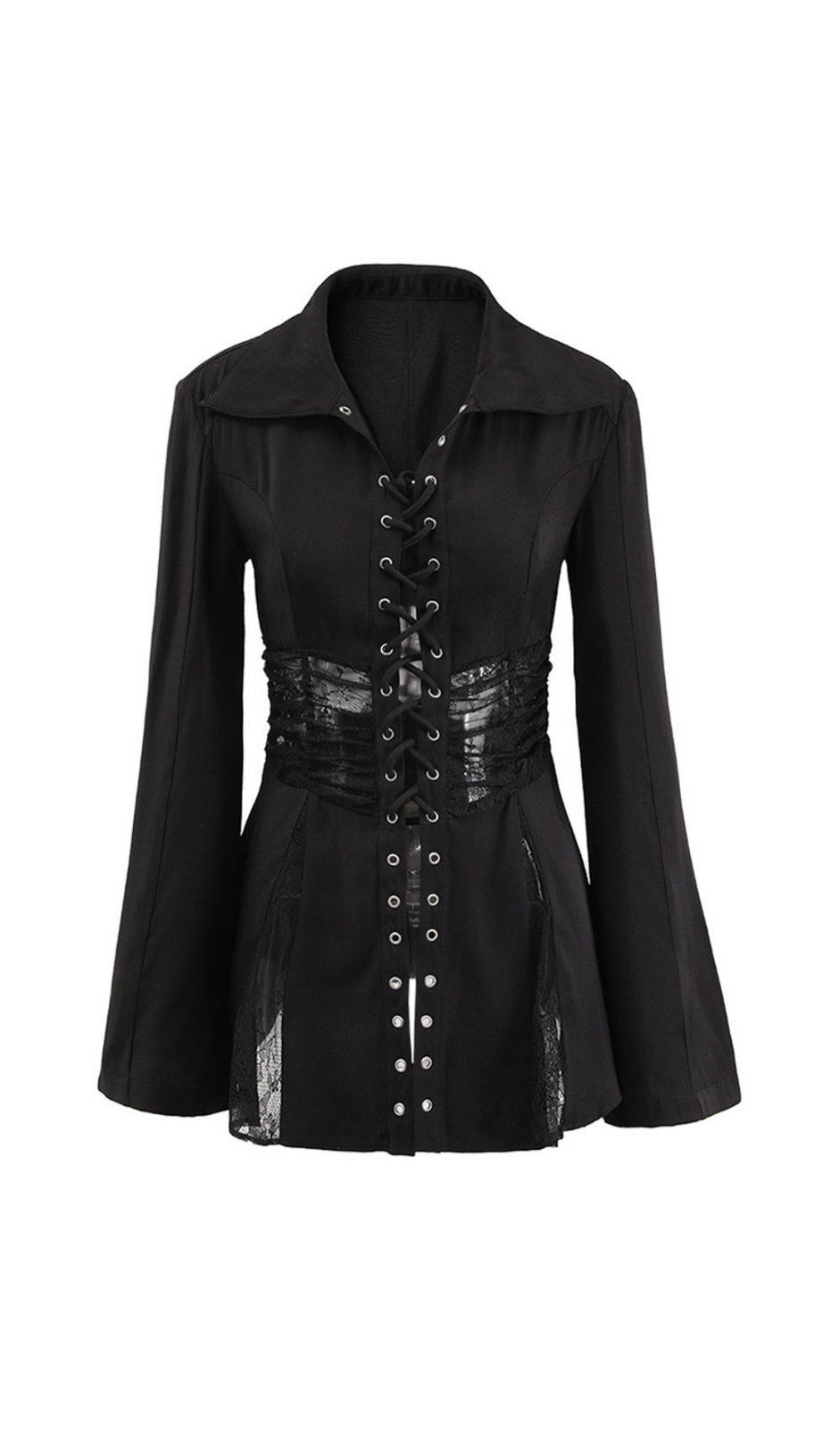 Camicia Melany trasparente con lacci in nero