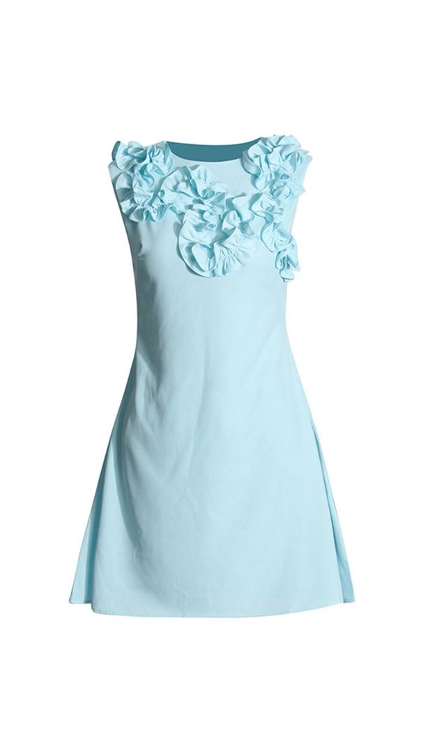 AIIZIE FLORAL EMBELLISHED A-LINE MINI DRESS IN BLUE - product image