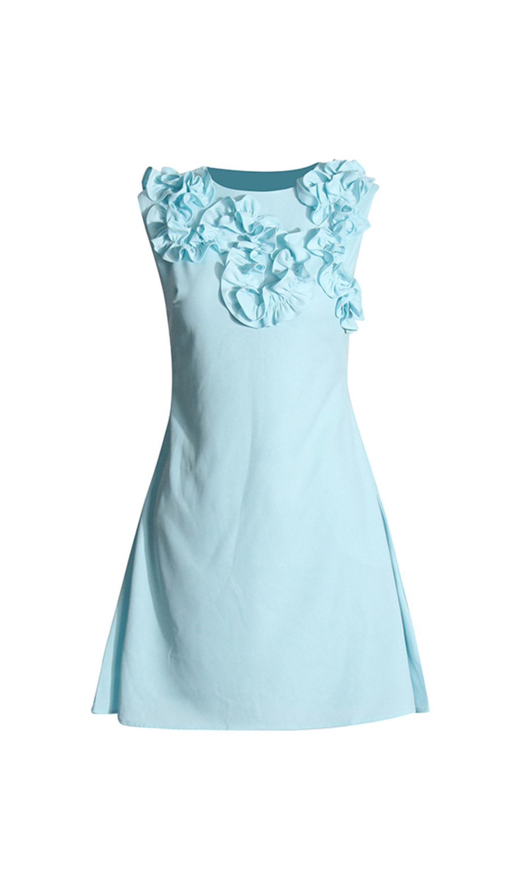 FLORAL EMBELLISHED A-LINE MINI DRESS IN BLUE