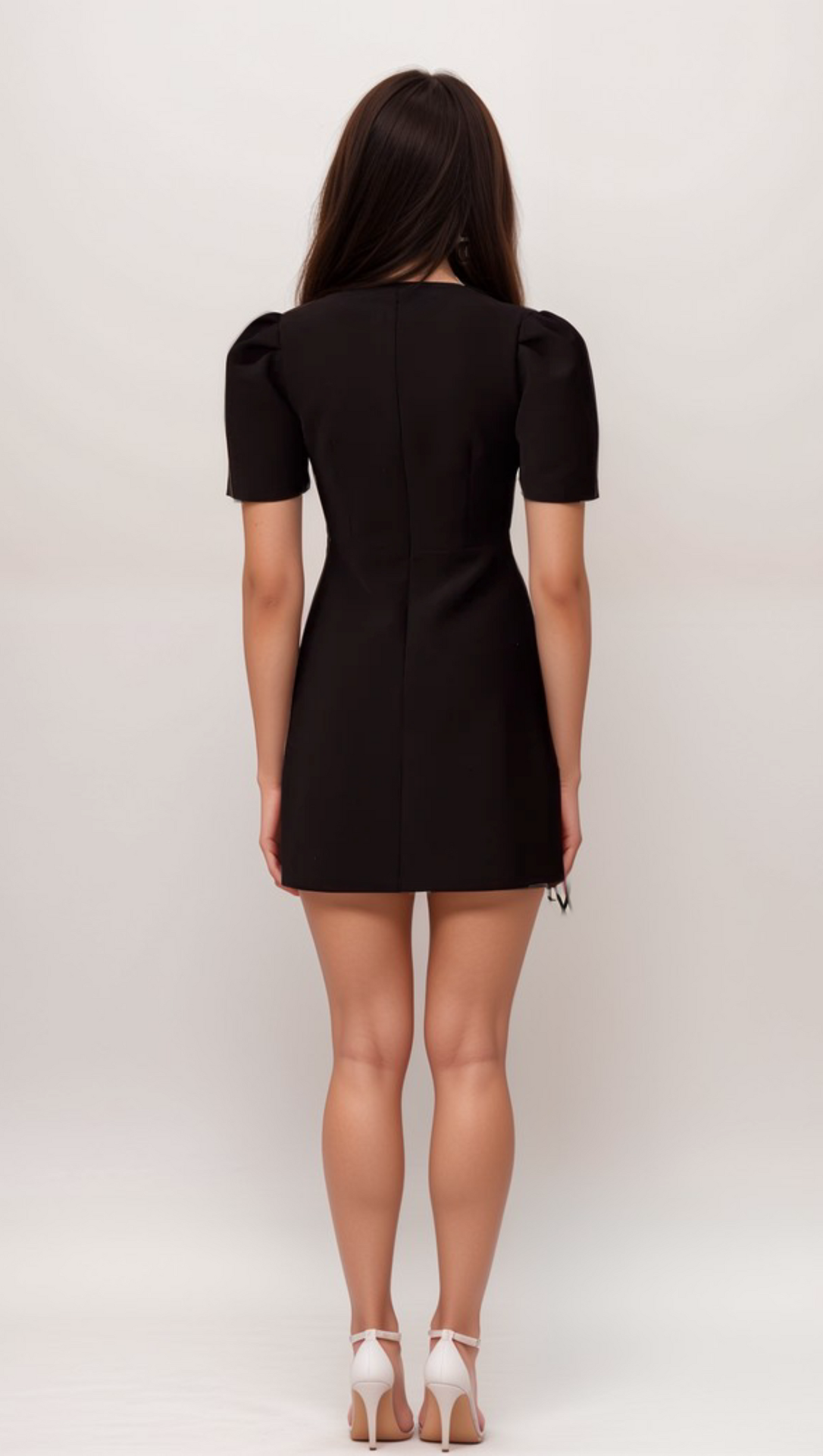 TANIA BLACK BOWKNOT EMBELLISHED MINI DRESS