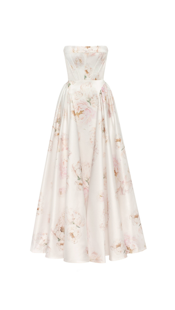 AIIZIE LETITIA PINK PEONY STRAPLESS MAXI DRESS - product image