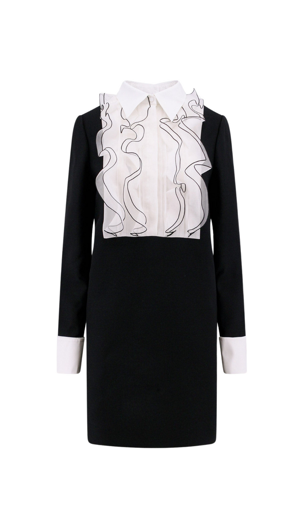 AIIZIE TWO-TONE RUFFLE TRIM EMBELLISHED MINI DRESS - product image