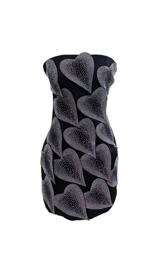 AIIZIE CRYSTAL LEAF EMBELLISHED MINI DRESS IN BLACK - product image