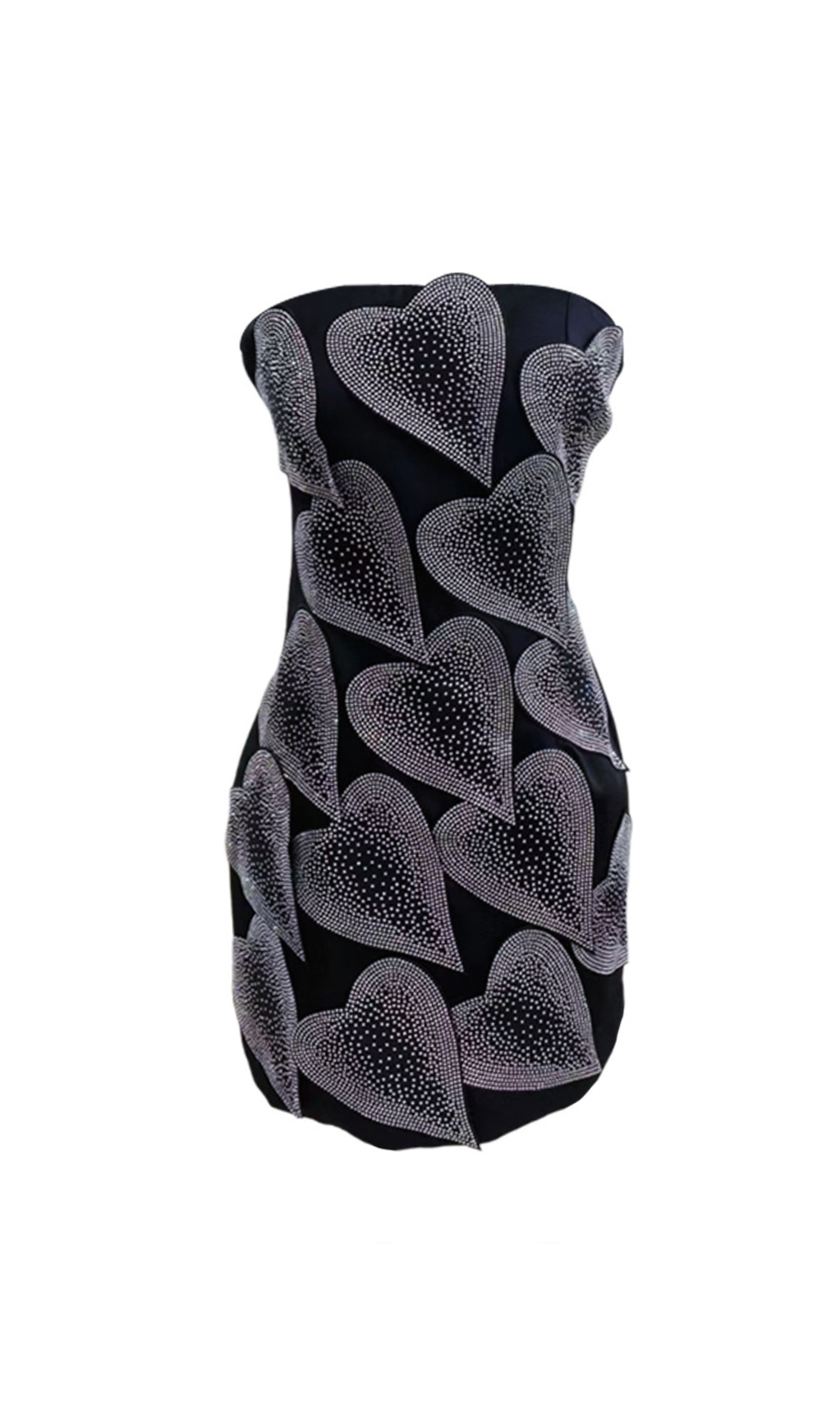 CRYSTAL LEAF EMBELLISHED MINI DRESS IN BLACK