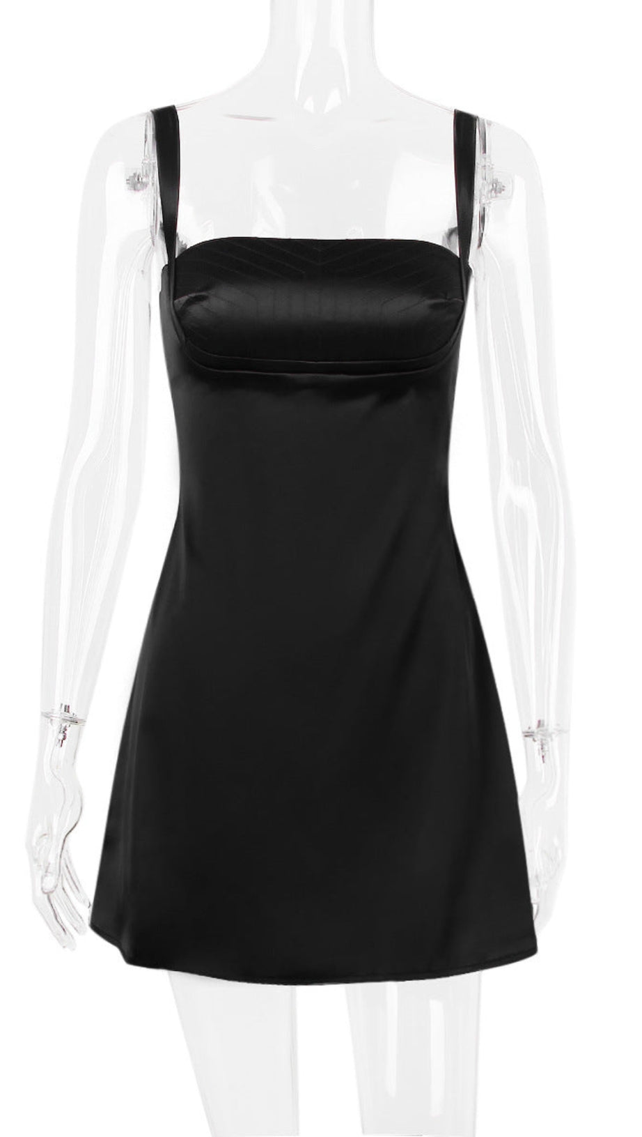 BLACK SATIN MINI DRESS