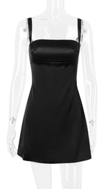 BLACK SATIN MINI DRESS
