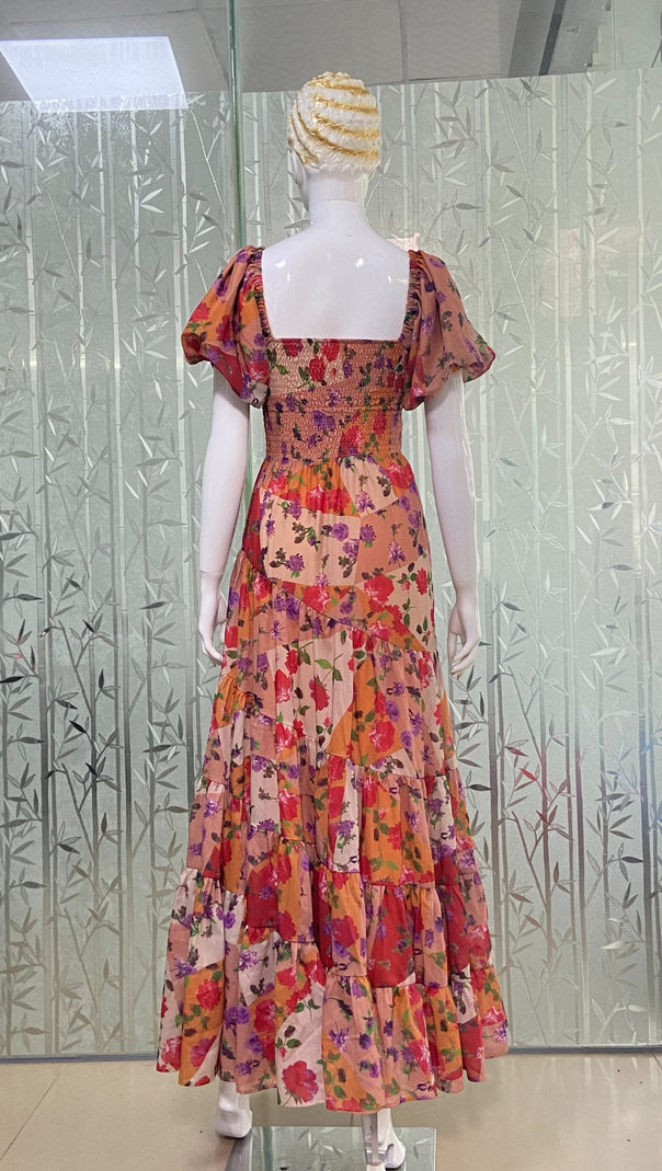 AIIZIE PUFF SLEEVE FLORAL PRINTED MAXI DRESS - product image