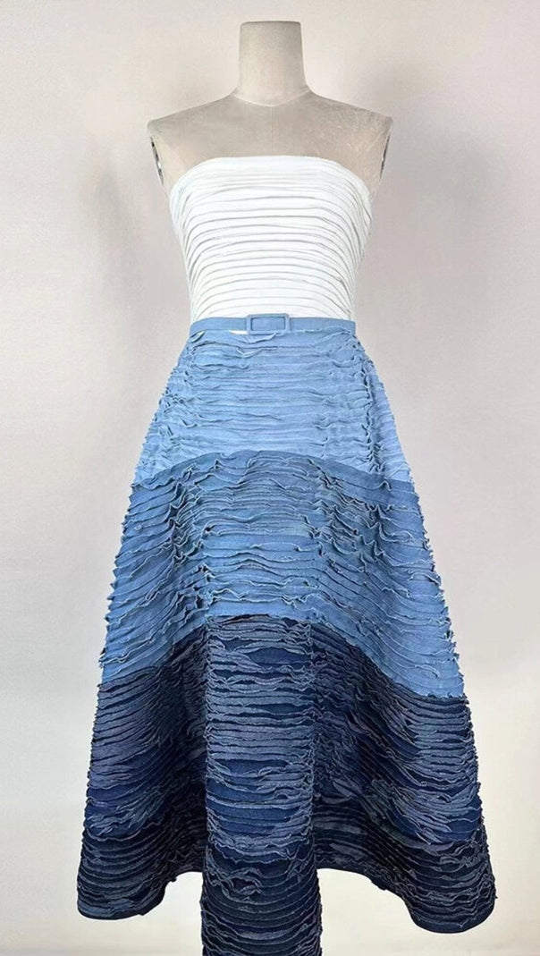 ABITO MIDI CON SCOLLO A V E SCOLLO A V BLU