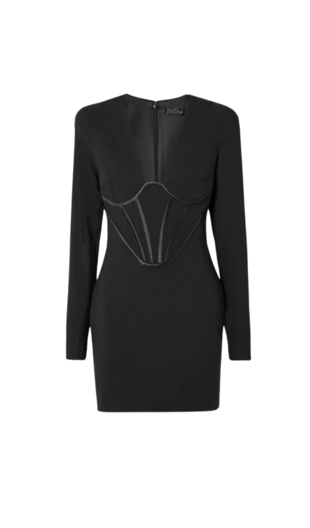 BLACK SILK SATIN-TRIMMED CREPE MINI DRESS