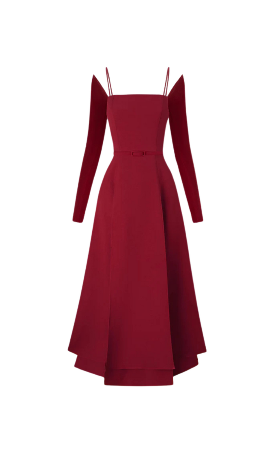 PHANTOM Fringed Midi Dress in red