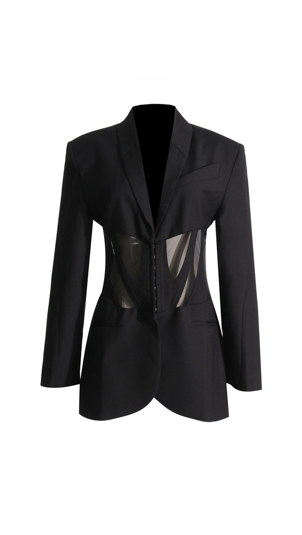 AIIZIE V-NECK CORSET JACKET IN BLACK - product image
