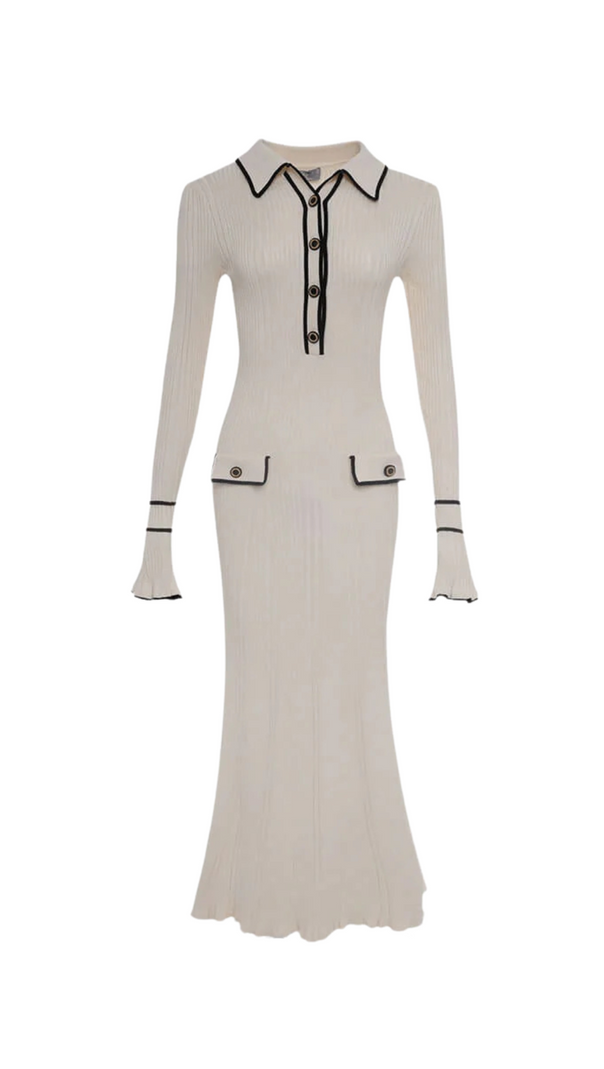 AIIZIE BEVERLY KNIT BODYCON MIDI DRESS IN WHITE - product image