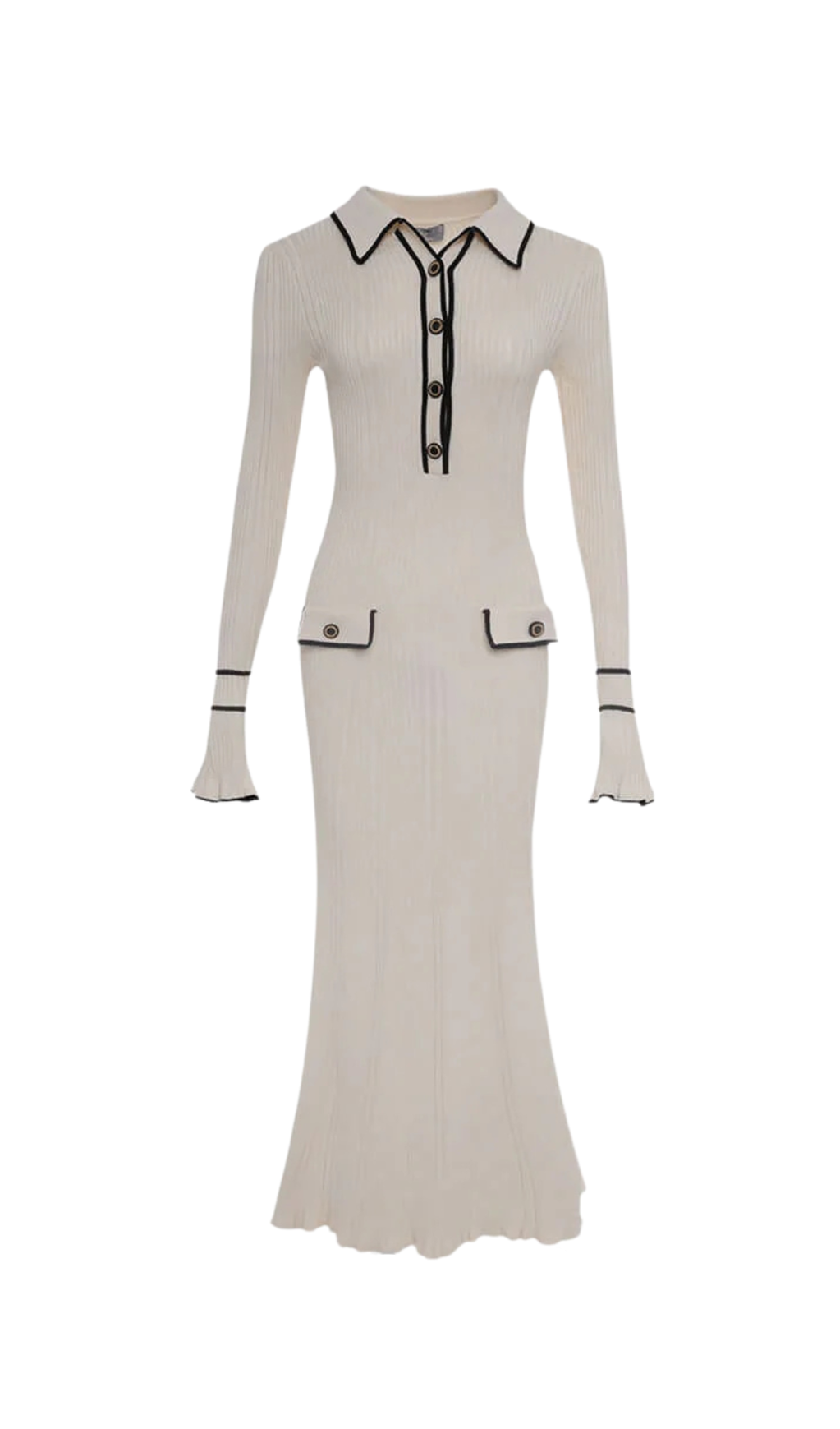 BEVERLY KNIT BODYCON MIDI DRESS IN WHITE