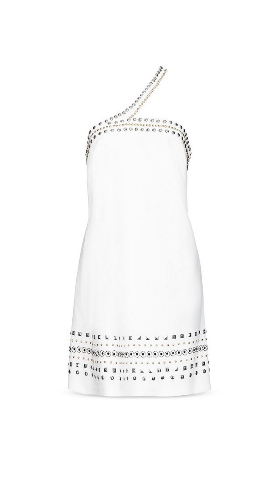 STUDDED EMBELLISHED MINI DRESS IN WHITE