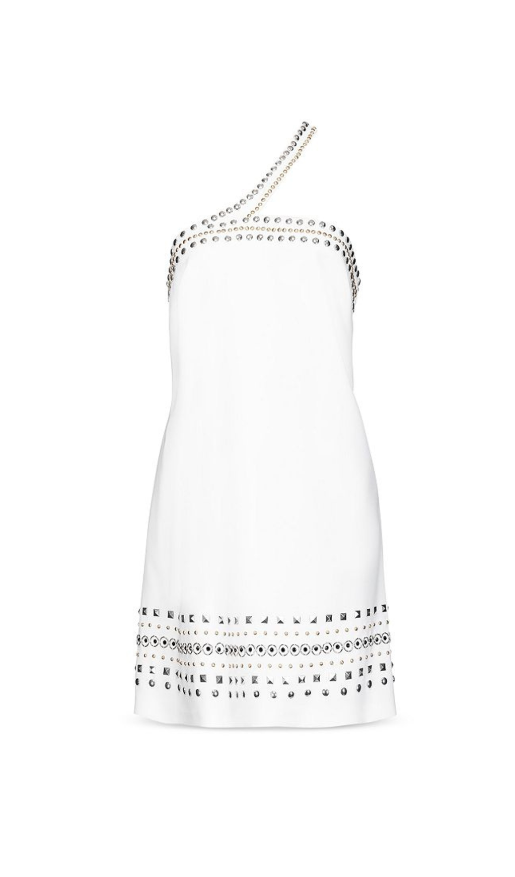 STUDDED EMBELLISHED MINI DRESS IN WHITE