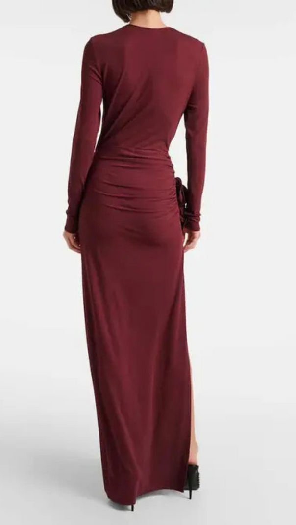 AIIZIE BALLARD RUCH SPLIT FLOWER BODYCON MAXI DRESS - product image