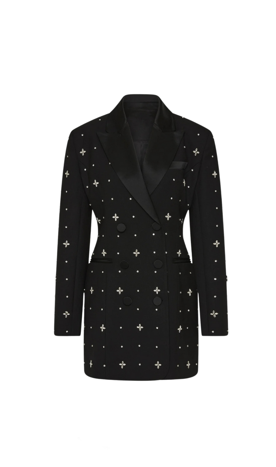 Mini abito blazer decorato con diamanti Cachi