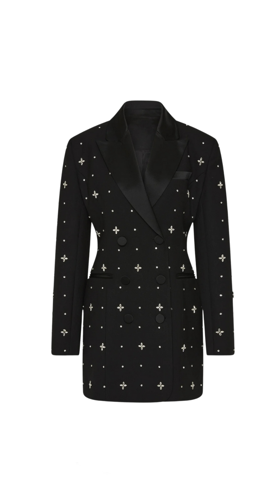 Mini abito blazer decorato con diamanti Cachi