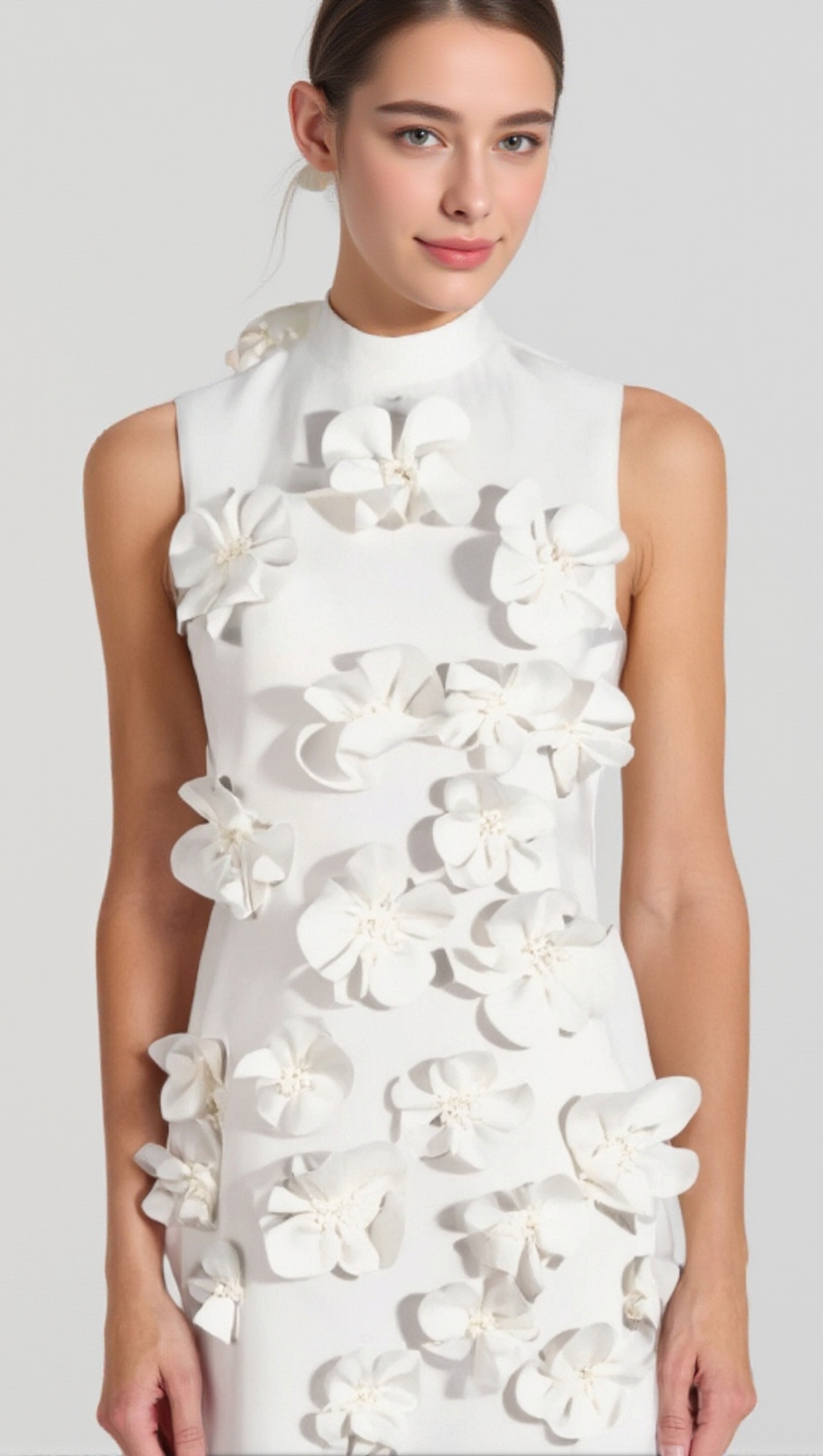 ANNONA WHITE FLOWER EMBELLISHED MAXI DRESS