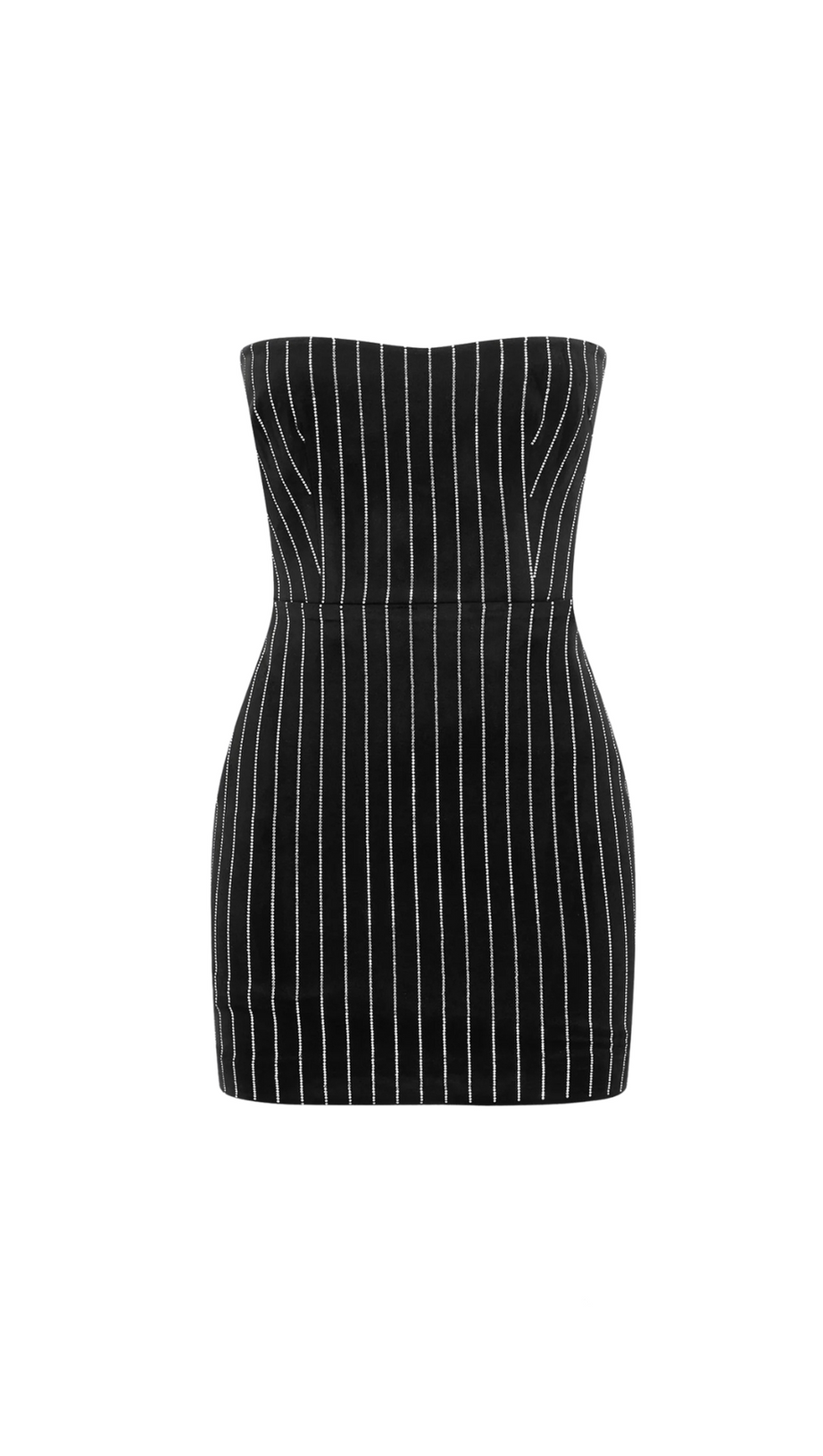 ERLINA CRYSTAL PINSTRIPE STRAPLESS MINI DRESS