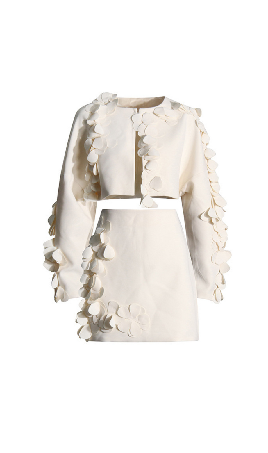 ESTHER WEISSES 3D-BLUMEN-LANGARM-TOP-MINIROCK-SET