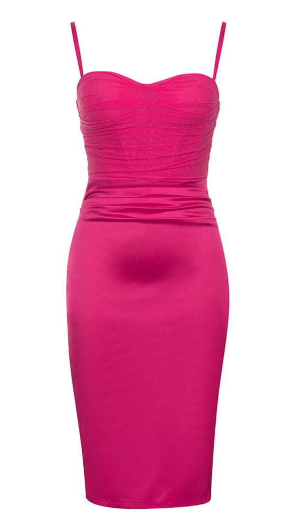 AIIZIE SATIN STRAPY CORSET DRESS IN PINK - product image