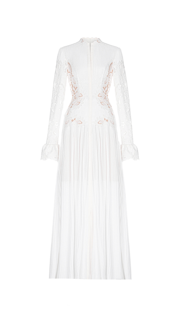 AIIZIE LACE EMBROIDERED HOLLOW MAXI DRESS IN WHITE - product image