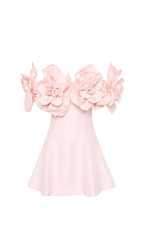 AIIZIE ETTA FLOWER STRAPLESS MINI DRESS IN PINK - product image