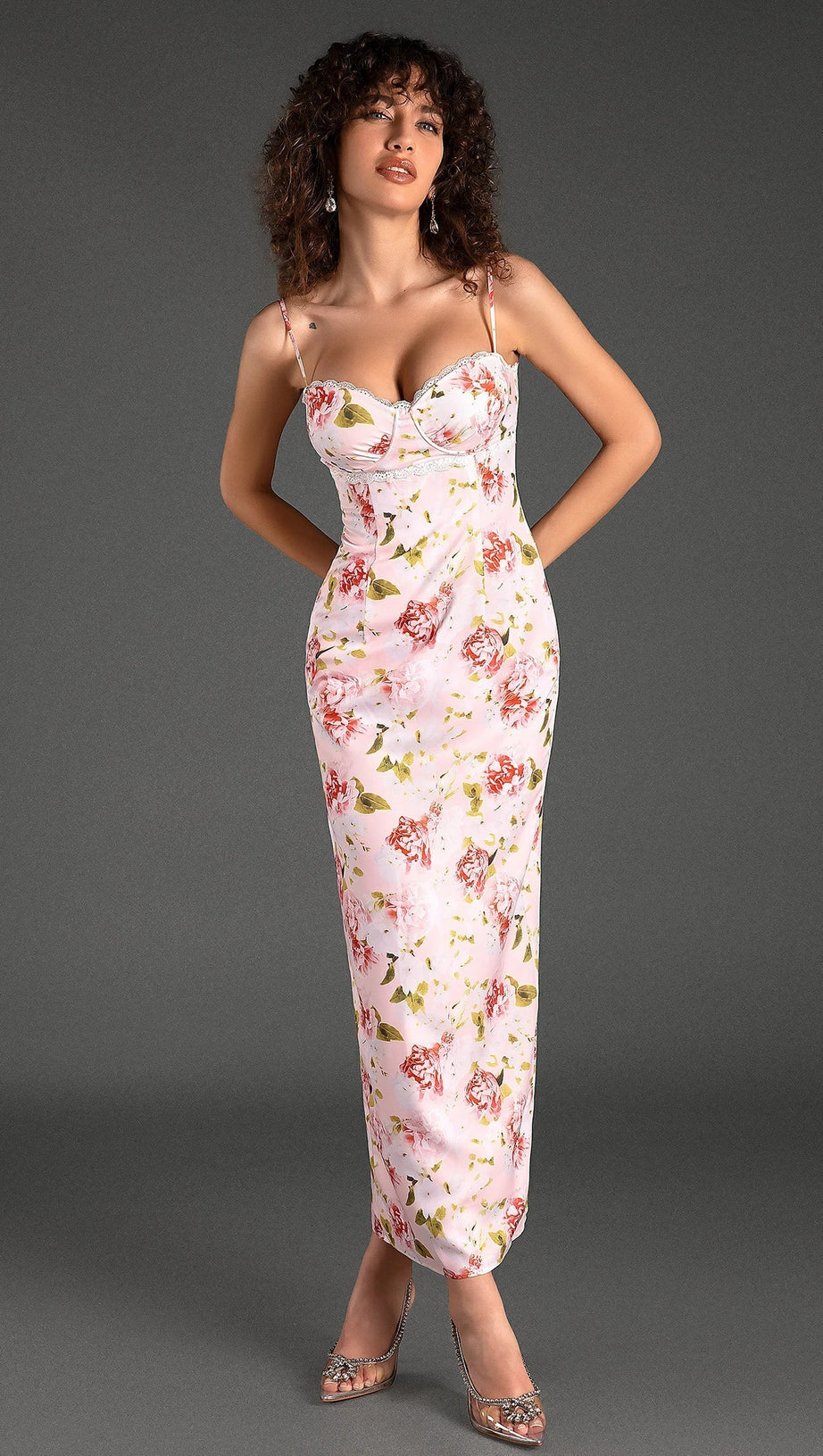 Arvanita Spaghetti-Kleid aus gewebtem Print