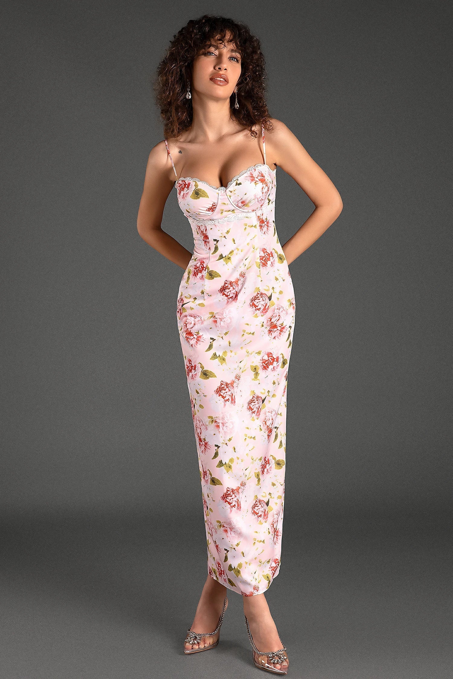 Arvanita Spaghetti-Kleid aus gewebtem Print