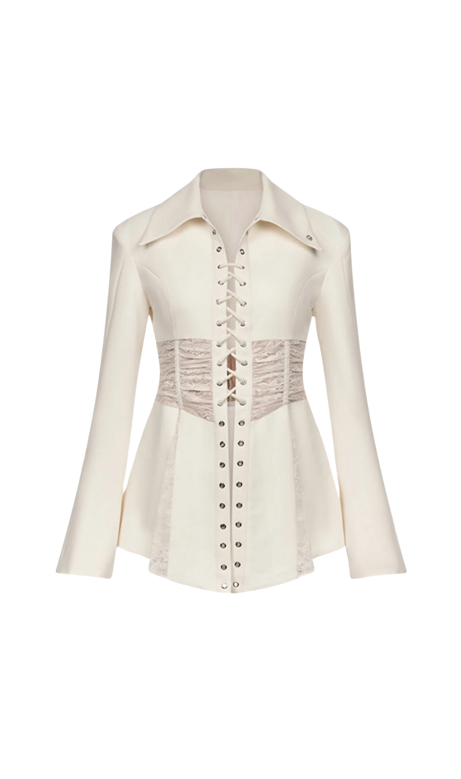 Camicia bianca trasparente con lacci Melany