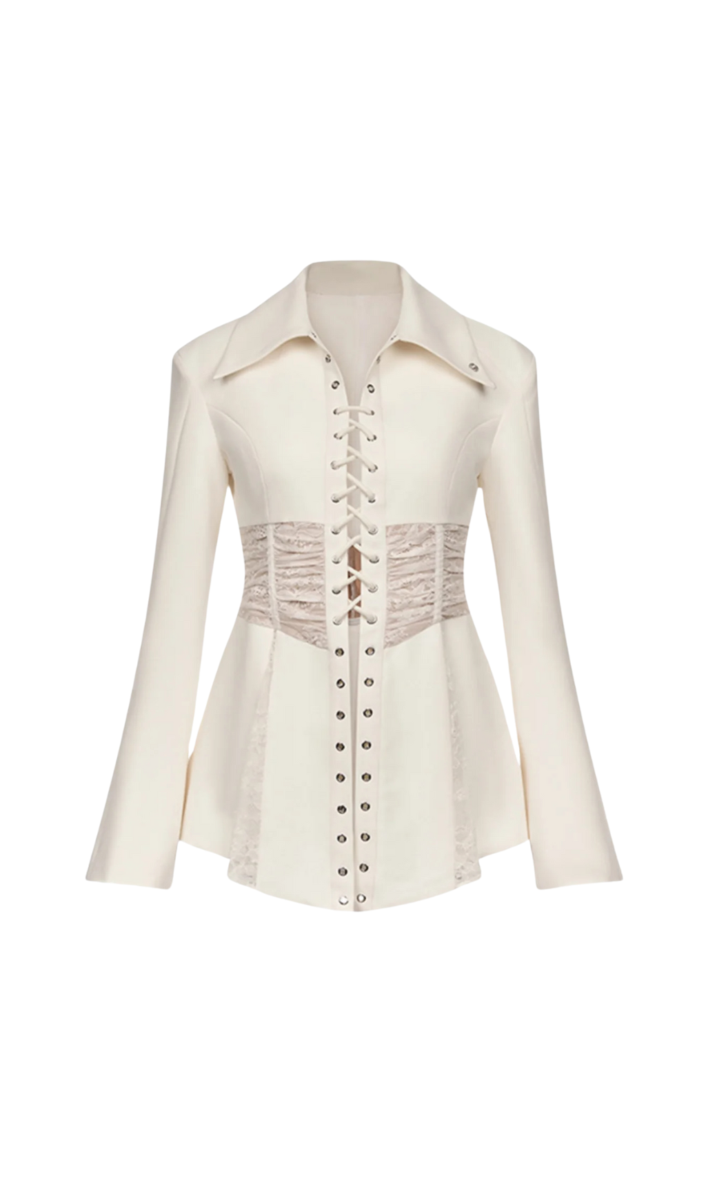 Melany – Durchsichtiges Schnürhemd in Weiß
