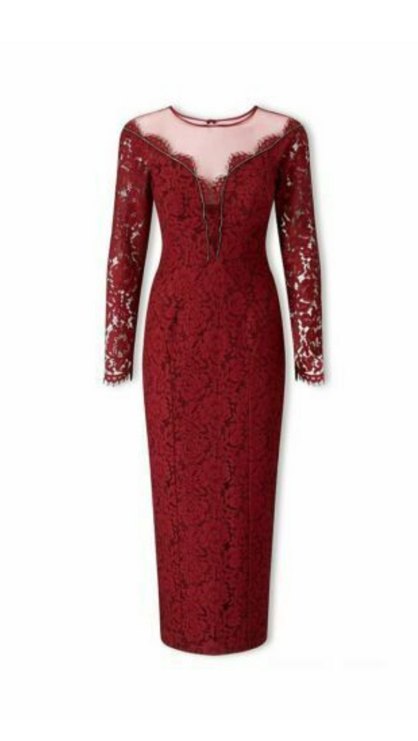 AIIZIE LACE HOLLOW MAXI DRESS IN RED - product image