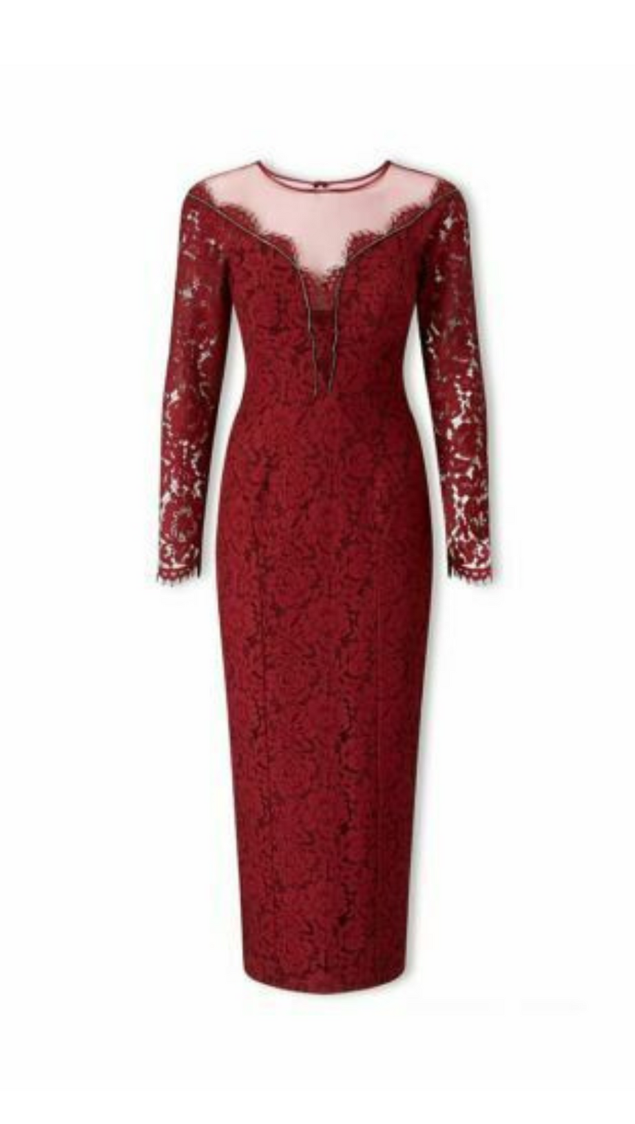 Maxikleid mit Spitzenausschnitt in Rot