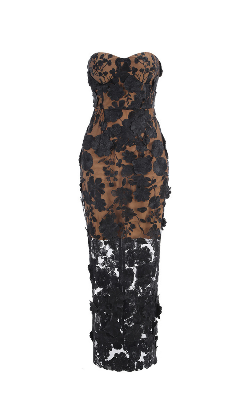 trägerloses schwarzes Maxikleid „Jasmine“