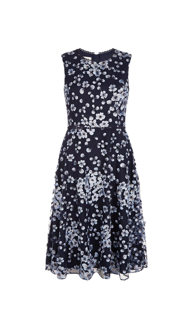 AIIZIE LILITH FLORAL MIDI DRESS IN NAVY - product image