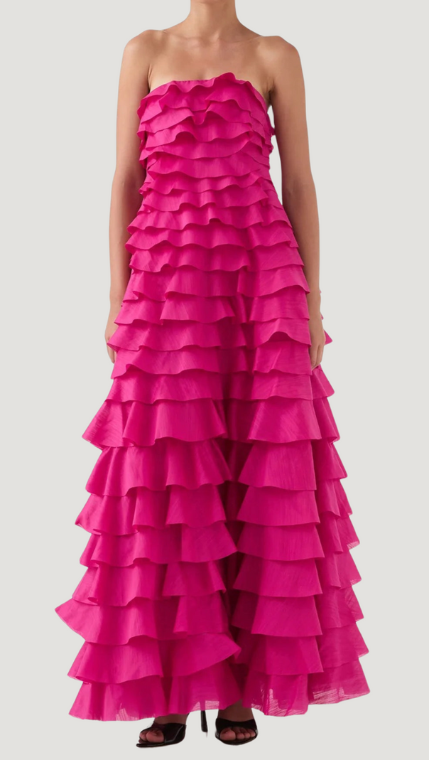 AIIZIE STACEY STRAPLESS LAYERED MAXI DRESS IN PINK - product image